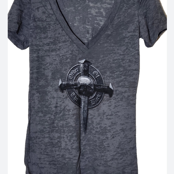 Women's Black V-Neck Graphic Tee Order Of The Black Sz S - Picture 1 of 1